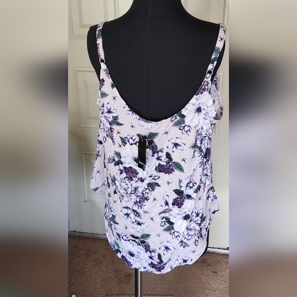 Torrid White and Purple Floral Camisole Size 0